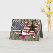 テキサス州ローンスター州旗の地図 カード (黄色い花)