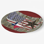 テキサス州ローンスター州旗の地図 ペーパープレート (アングル)