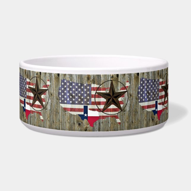 テキサス州ローンスター州旗の地図 ボウル (正面)