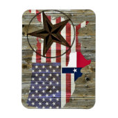 テキサス州ローンスター州旗の地図 マグネット (縦)