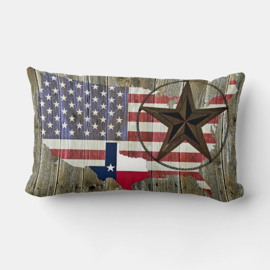 テキサス州ローンスター州旗の地図 ランバークッション (裏面)