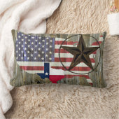 テキサス州ローンスター州旗の地図 ランバークッション (ブランケット)