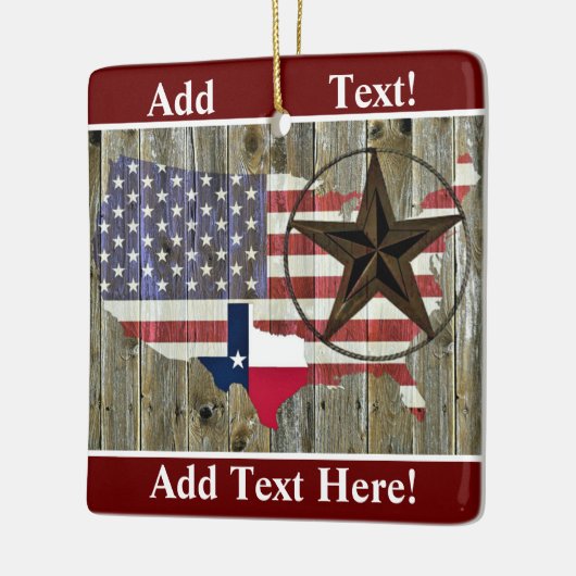 テキサス州ローンスター州旗マップセラミックオーナメント セラミックオーナメント (左)