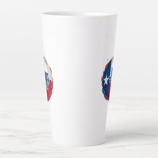 テキサス州ローンスター州赤と青 カフェラテマグ (正面)
