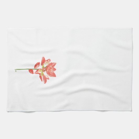 テキサス州ワイルドフラワーズ – インディアンペイントブラシ,オレンジ キッチンタオル (横)