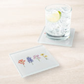 テキサス州ワイルドフラワーズ – インディアンペイントブラシ， Bluebonnet ガラスコースター (アングル)