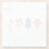 テキサス州ワイルドフラワーズ – インディアンペイントブラシ， Bluebonnet ガラスコースター (裏面)