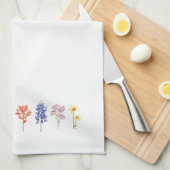 テキサス州ワイルドフラワーズ – インディアンペイントブラシ， Bluebonnet キッチンタオル (四つ折り)
