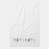 テキサス州ワイルドフラワーズ – インディアンペイントブラシ， Bluebonnet キッチンタオル (縦)