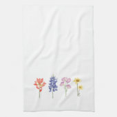 テキサス州ワイルドフラワーズ – インディアンペイントブラシ, Bluebonnet キッチンタオル (縦)
