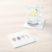 テキサス州ワイルドフラワーズ – インディアンペイントブラシ， Bluebonnet スクエアペーパーコースター (インサイチュ)