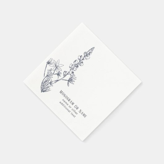 テキサス州ワイルドフラワーブルーボンネットファミリーの姓 スタンダードカクテルナプキン (角)