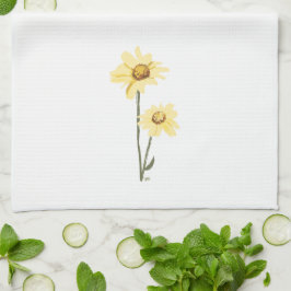 テキサス州ワイルドフラワー – ひまわり、黄色 キッチンタオル
