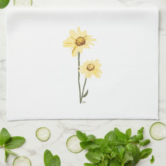 テキサス州ワイルドフラワー – ひまわり、黄色 キッチンタオル (折り畳み)