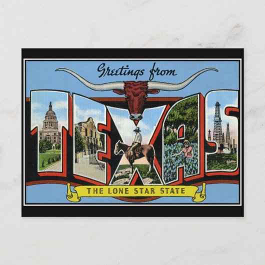 テキサス州ヴィンテージはがき ポストカード (正面)