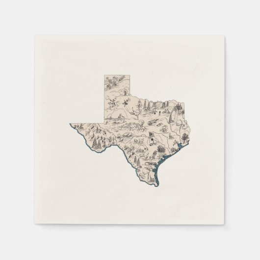 テキサス州ヴィンテージ写真地図アンティークグラフローンスター スタンダードカクテルナプキン (正面)