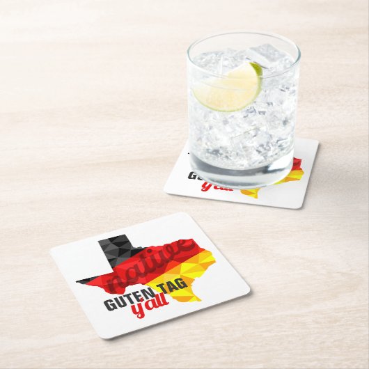 テキサス州先住民ポリゴンドイツ国旗 スクエアペーパーコースター (インサイチュ)