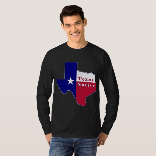 テキサス州先住民国旗の地図 Tシャツ (正面フル)