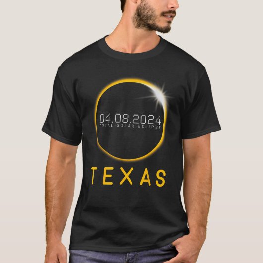テキサス州全体の日食 2024年4月8日 Tシャツ (正面)