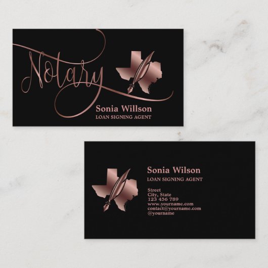 テキサス州公証人ローン署名モダンバラ金ゴールドB 名刺 (正面/裏面)