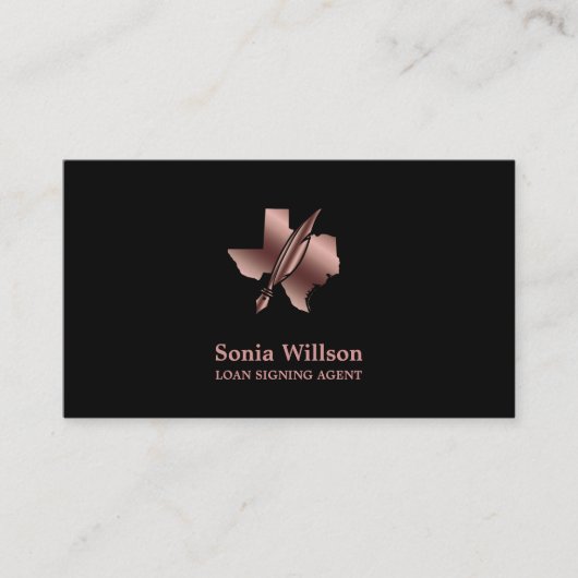 テキサス州公証人ローン署名代理人モダン赤面ピンク 名刺 (正面)
