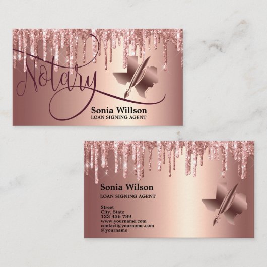 テキサス州公証人ローン調印代理モダンバラ金ゴールド 名刺 (正面/裏面)