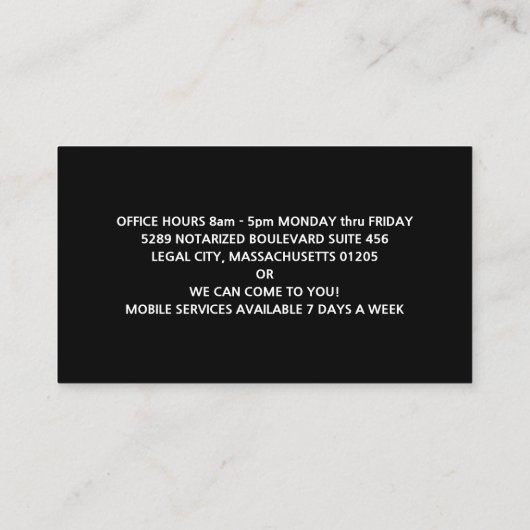 テキサス州公証役場 名刺 (裏面)