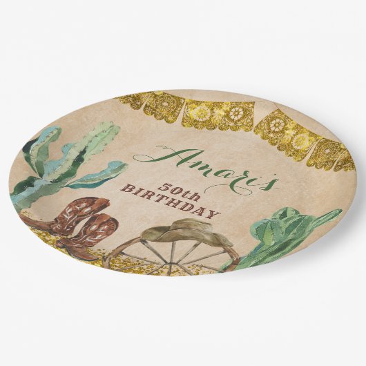 テキサス州南西素朴カウボーイ誕生日 ペーパープレート (アングル)