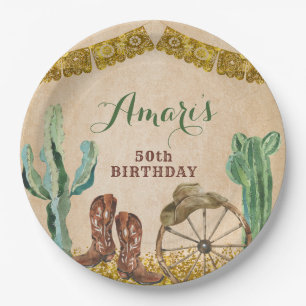 テキサス州南西素朴カウボーイ誕生日 ペーパープレート