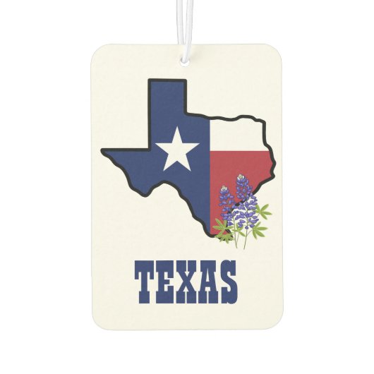 テキサス州国旗とフラワーブルーボンネット カーエアーフレッシュナー (裏面)