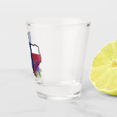 テキサス州国旗とフラワーブルーボンネット(名前をカスタムする付) ショットグラス (右)