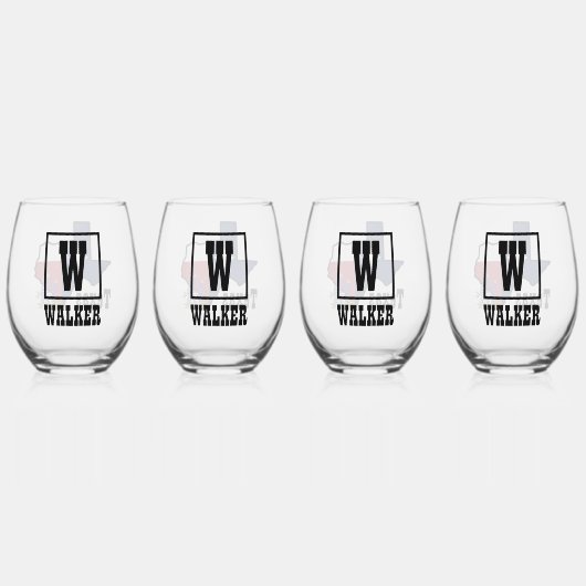 テキサス州国旗とフラワーブルーボンネット(名前をカスタムする付) ステムなしワイングラス (裏面)