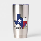 テキサス州国旗とフラワーブルーボンネット(名前をカスタムする付) 保温保冷タンブラー (正面)