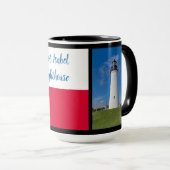 テキサス州国旗とポートイザベルライトハウスオンブラック マグカップ (正面右)