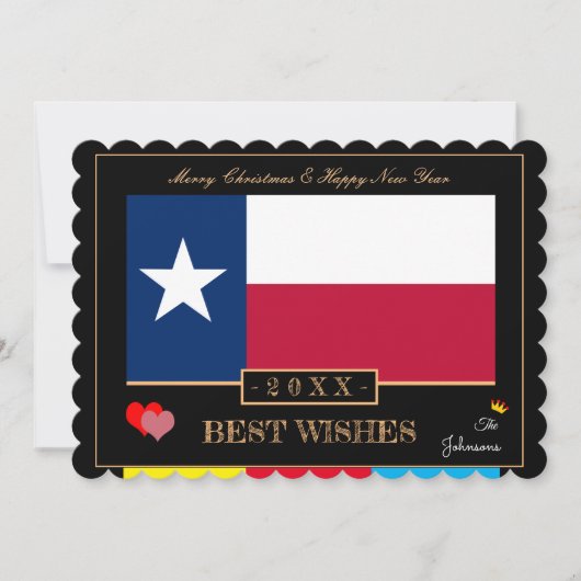 テキサス州国旗と新年おめでとう最高の/Wishes USA シーズンカード (正面)