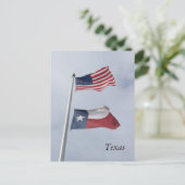 テキサス州国旗と統一された州国旗のはがき ポストカード (スタンド正面)
