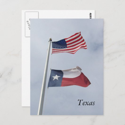 テキサス州国旗と統一された州国旗のはがき ポストカード (正面/裏面)