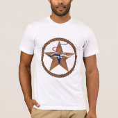 テキサス州国旗のステアヘッドとロープとスター Tシャツ (正面)