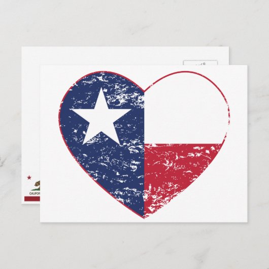 テキサス州国旗のハート 動揺して ポストカード (正面/裏面)