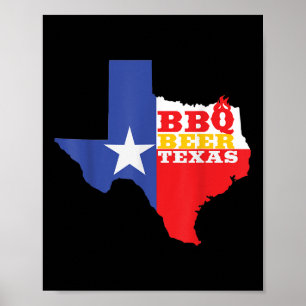 テキサス州国旗のマップ夏のバーベキューおもしろいビールBbqラブ ポスター