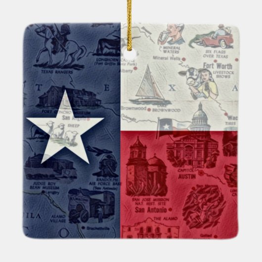 テキサス州国旗のヴィンテージ セラミックオーナメント (裏面)
