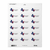 テキサス州国旗の州と州フラワーブルーボンネット ラベル (フルシート)