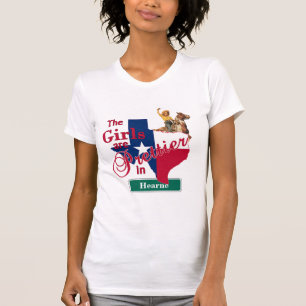 テキサス州国旗の形カスタム女性のカーボーイ女の子がかわいらしいる Tシャツ
