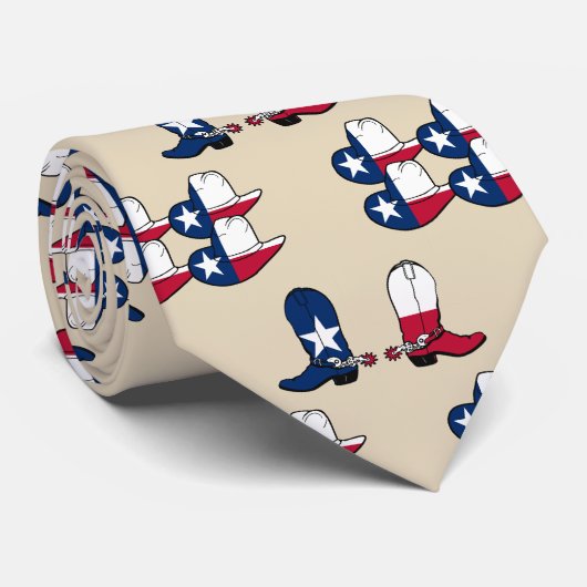 テキサス州国旗プリントカウボーイブーツ&ハット ネクタイ (ロール)