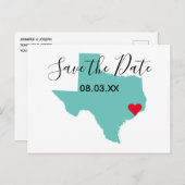 テキサス州地図の形 お色直し 保存日付 案内ポストカード (正面/裏面)