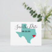 テキサス州地図の形 お色直し 保存日付 案内ポストカード (スタンド正面)