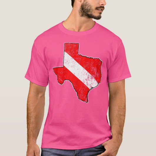 テキサス州地図概要スキューバダイビング国旗のダイビングギア Tシャツ (正面)