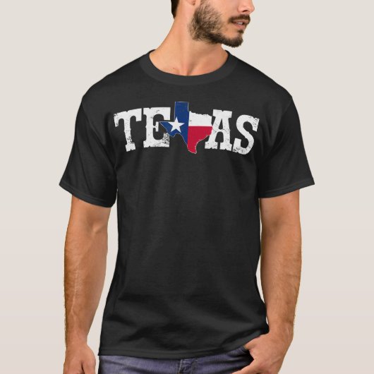 テキサス州型旗グランジ動揺して Tシャツ (正面)