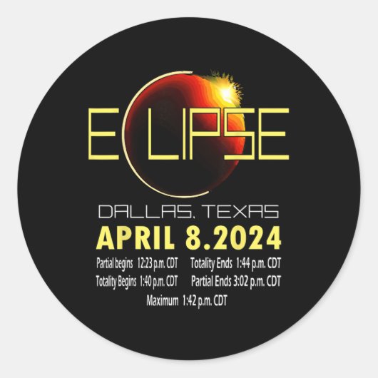 テキサス州太陽のエクリプス2024太陽のエクリッおもしろいクテキサス州 ラウンドシール (正面)