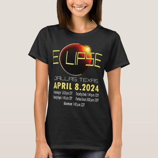 テキサス州太陽のエクリプス2024太陽のエクリッおもしろいクテキサス州 Tシャツ (正面)